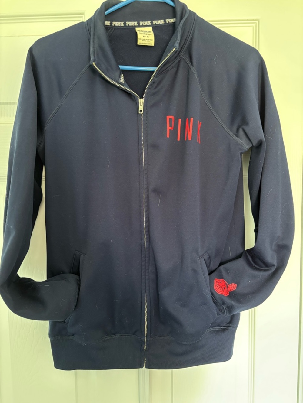 PINK Victoria's Secret Cleveland Indians Navy Zip-Up Jacket with Red Logo